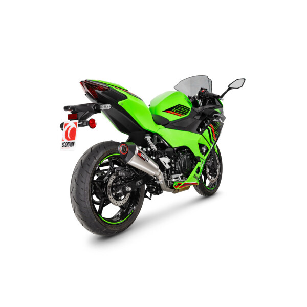 Scorpion Exhaust Kawasaki Ninja 500 (Euro 5+) 2024 - 2025 Serket Taper Slip-on Brushed Stainless Steel Sleeve